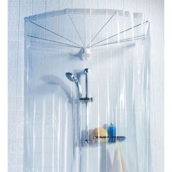 Duschschirm Spirella Ombrella mit 8 Armen - clear - 200 x 170 cm - Top-Produkte: Wäschekörbe, WC-Deckel, Badezimmerteppiche, Duschvorhänge, Duschbrausen, Badmöbel & mehr - Top-Marken: Kleine Wolke, Wenko, Geberit, Hansgrohe & Co - Fehr Badshop Schweiz