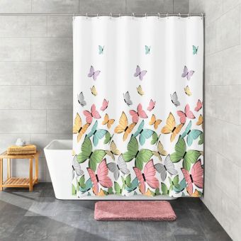 Textil-Duschvorhang Kleine Wolke Butterflies - 180 x 200 cm - Top-Produkte: Wäschekörbe, WC-Deckel, Duschvorhänge, Duschbrausen, Badezimmerteppiche & mehr - Marken: Spirella, Sanilo, Hansgrohe, Geberit, Diaqua, Laufen & Co. - Fehr Badshop Schweiz