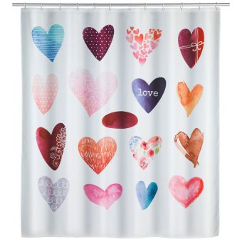 Duschvorhang Wenko Love - 180 x 200 cm - Top-Produkte: Wäschekörbe, WC-Deckel, WC-Bürsten, Duschbrausen, Badezimmermöbel, Spiegel & mehr - Top-Marken: Spirella, Sanilo, Kleine Wolke, Hansgrohe, Geberit, Diaqua, Laufen & Co. - Fehr Badshop Schweiz