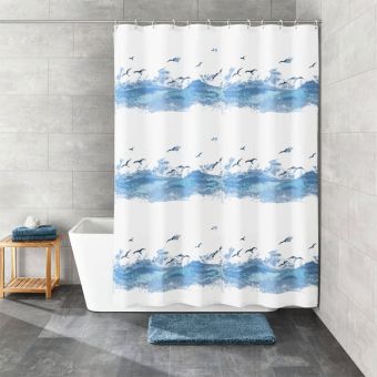 Textil-Duschvorhang Kleine Wolke Seaside - 180 x 200 cm - Top-Produkte: Wäschekörbe, Duschvorhänge, WC-Deckel, Duschbrausen, Badezimmerteppiche & mehr - Top-Marken: Spirella, Laufen, Diaqua, Grohe, Geberit , Kleine Wolke & Co. - Fehr Badshop Schweiz