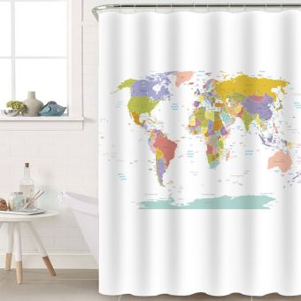 Textil-Duschvorhang Sanilo Weltkarte - Anti-Schimmel-Effekt - 180 x 200 cm - Top-Produkte: Wäschekörbe, WC-Deckel, Duschvorhänge, Duschbrausen, Badteppiche & mehr - Marken: Kleine Wolke, Hansgrohe, Geberit, Laufen, Spirella & Co - Fehr Badshop Schweiz