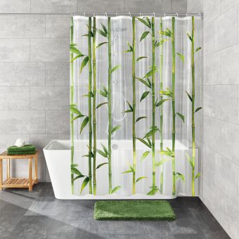 Plastik-Duschvorhang Kleine Wolke Bambu - 180 x 200 cm - Top-Produkte: Wäschekörbe, WC-Deckel, Duschvorhänge, Duschbrausen, Badezimmerteppiche & mehr - Marken: Spirella, Sanilo, Wenko, Hansgrohe, Geberit, Diaqua, Laufen & Co. - Fehr Badshop Schweiz