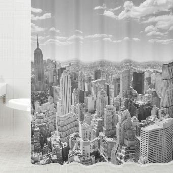 Textil-Duschvorhang Sanilo Skyline New York - Anti-Schimmel-Effekt - 180 x 200 cm - Top-Produkte: Wäschekörbe, WC-Deckel, Duschvorhänge, Duschbrausen, Badteppiche & mehr - Marken: Kleine Wolke, Hansgrohe, Geberit, Laufen, Spirella & Co. - Fehr Badshop Sch