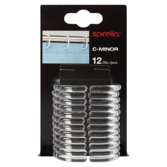 Duschvorhang-Ring Spirella C-Minor - Set zu 12 Stück - clear - Top-Produkte: Wäschekörbe, WC-Deckel, WC-Bürsten, Badteppiche, Duschbrausen, Badmöbel & mehr - Top-Marken: Kleine Wolke, Wenko, Geberit, Hansgrohe, Laufen & Co - Fehr Badshop Schweiz