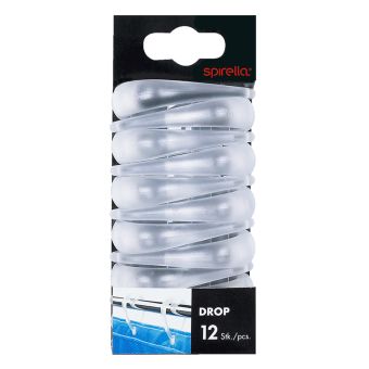 Duschvorhang-Ring Spirella Drop - Set zu 12 Stück - transparent - für alle gängigen Duschvorhänge und Vorhangstangen - Fehr Badshop Schweiz