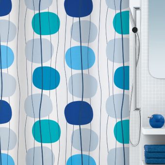 Spirella Duschvorhang Mobile - blue - 180 x 200 cm - Top-Produkte: Wäschekörbe, Duschvorhänge, WC-Deckel, Duschbrausen, Badezimmerteppiche & mehr - Top-Marken: Spirella, Laufen, Diaqua, Grohe, Geberit , Kleine Wolke & Co. - Fehr Badshop Schweiz