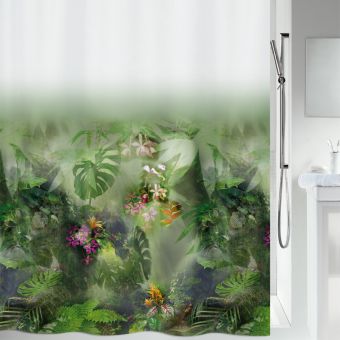 Spirella Duschvorhang Jungle - 180 x 200 cm - Top-Produkte: Wäschekörbe, WC-Deckel, WC-Bürsten, Badezimmerteppiche, Duschvorhänge, Duschbrausen & mehr - Top-Marken: Kleine Wolke, Wenko, Möve, Hansgrohe, Laufen, Geberit & Co - Fehr Badshop Schweiz