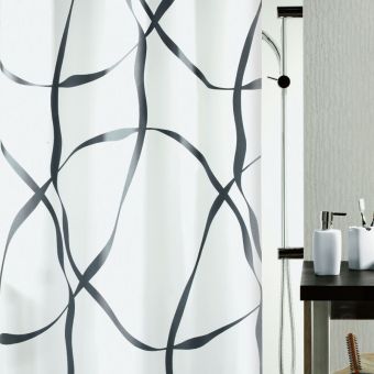 Textil-Duschvorhang Spirella Ribbon - 120 x 200 cm - Top-Produkte: Wäschekörbe, WC-Deckel, WC-Bürsten, Duschbrausen, Badezimmerteppiche & mehr - Top-Marken: Kleine Wolke, Wenko, Hansgrohe, Sanilo, Geberit, Laufen & Co. - Fehr Badshop Schweiz
