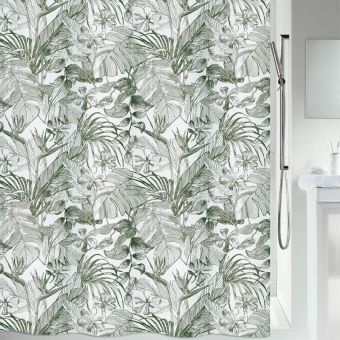 Textil-Duschvorhang Spirella Tropic - 180 x 200 cm - Top-Produkte: Wäschekörbe, WC-Deckel, WC-Bürsten, Badezimmerteppiche, Duschvorhänge, Duschbrausen & mehr - Top-Marken: Kleine Wolke, Wenko, Möve, Hansgrohe, Laufen, Geberit & Co - Fehr Badshop Schweiz