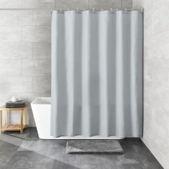 Duschvorhang Rica von Kleine Wolke in der Farbe Nebel - 180 x 200 cm - stilvoll, nachhaltig und funktional - Fehr Badshop Schweiz