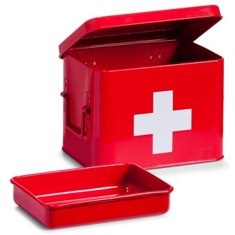 Medizin-Box Zeller Present aus Metall - rot - Top-Produkte: Wäschekörbe, WC-Deckel, WC-Bürsten, Badezimmerteppiche, Duschvorhänge, Duschbrausen & mehr - Top-Marken: Kleine Wolke, Möve, Wenko, Spirella, Hansgrohe, Laufen & Co. - Fehr Badshop Schweiz