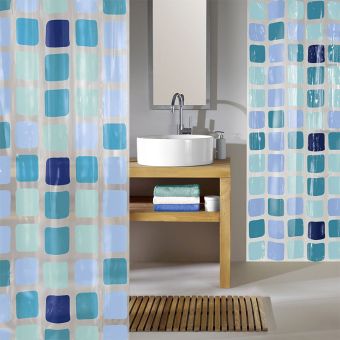 Plastik-Duschvorhang Kleine Wolke Sonny - blue - 180 x 200 cm - Top-Produkte: Wäschekörbe, WC-Deckel, WC-Bürsten, Duschvorhänge, Duschbrausen & mehr - Top-Marken: Spirella, Sanilo, Wenko, Hansgrohe, Geberit, Laufen & Co. - Fehr Badshop Schweiz