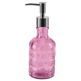 Seifenspender Spirella Carlita aus 100 % recyceltem Glas pink - Top-Produkte: Wäschekörbe, WC-Deckel, Badezimmerteppiche, Duschvorhänge, Duschbrausen, Badmöbel & mehr - Top-Marken: Kleine Wolke, Wenko, Geberit, Hansgrohe & Co - Fehr Badshop Schweiz