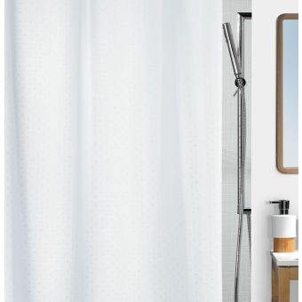 Textil-Duschvorhang Spirella Ricco - white - 180 x 200 cm - Top-Produkte: Wäschekörbe, WC-Deckel, WC-Bürsten, Badezimmerteppiche, Duschbrausen, Badmöbel & mehr - Top-Marken: Kleine Wolke, Wenko, Geberit, Hansgrohe, Laufen & Co - Fehr Badshop Schweiz