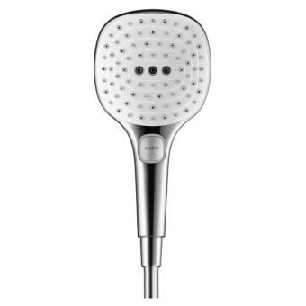 Hansgrohe Raindance Select E 120 3jet Duschbrause - extra grosser Brausekopf - weiss/chrom -  mit drei Strahlarten - QuickClean Antikalksystem - Fehr Badshop Schweiz