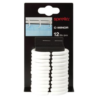 Duschvorhang-Ring Spirella C-Minor - Set zu 12 Stück - white - Top-Produkte: Wäschekörbe, WC-Deckel, WC-Bürsten, Badteppiche, Duschbrausen, Badmöbel & mehr - Top-Marken: Kleine Wolke, Wenko, Geberit, Hansgrohe, Laufen & Co - Fehr Badshop Schweiz