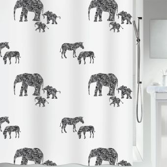 Textil-Duschvorhang Spirella Serengeti - 180 x 200 cm - Top-Produkte: Wäschekörbe, Duschvorhänge, WC-Deckel, Seifenspender, Duschbrausen, Badezimmerteppiche & mehr - Top-Marken: Spirella, Laufen, Diaqua, Grohe, Kleine Wolke & Co. - Fehr Badshop Schweiz