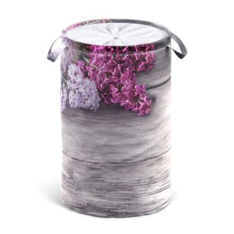 Wäschesack Sanilo Flieder mit floralen Blüten in Rosa und Weiss aus Polyester - Fehr Badshop Schweiz