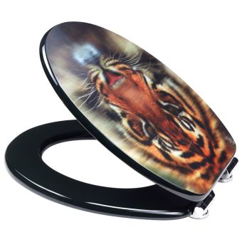 WC-Sitz DIAQUA Paris Tiger 3D aus Holzfaserplatten (MDF), mit Absenkautomatik - Top-Produkte: Wäschekörbe, Duschvorhänge, WC-Deckel, Seifenspender, Duschbrausen, Badteppiche & mehr - Top-Marken: Spirella, Laufen, Diaqua, Grohe & Co. - Fehr Badshop Schweiz