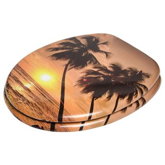 WC-Sitz Sanilo Summer aus Holzfaserplatten (MDF), mit Absenkautomatik - Top-Produkte: Wäschekörbe, Duschvorhänge, WC-Deckel, Seifenspender, Duschbrausen, Badteppiche & mehr - Top-Marken: Spirella, Laufen, Diaqua, Grohe & Co. - Fehr Badshop Schweiz