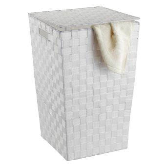 Wäschesammler Wenko Adria Square aus Kunststoff-Geflecht in Weiss - Fehr Badshop Schweiz