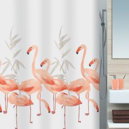 Spirella Duschvorhang 'Flora' – 180x200 Cm, Rot-orange, Wasserabweisend