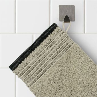 Waschhandschuh Möve Eden mit Biesenbordüre - nature/black - 15 x 20 cm - Top-Produkte: Wäschekörbe, WC-Deckel, WC-Bürsten, Badteppiche, Duschbrausen, Badmöbel & mehr - Top-Marken: Kleine Wolke, Wenko, Geberit, Hansgrohe, Laufen & Co - Fehr Badshop Schweiz