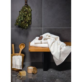 Saunatuch Möve Wellness Uni mit Chenillebiesen - nature - 80 x 200 cm - cornflower - 30 x 50 cm - Produkte: Wäschekörbe, Duschvorhänge, WC-Deckel, Duschbrausen & mehr - Marken: Grohe, Spirella, Laufen, Diaqua, Kleine Wolke & Co. - Fehr Badshop Schweiz