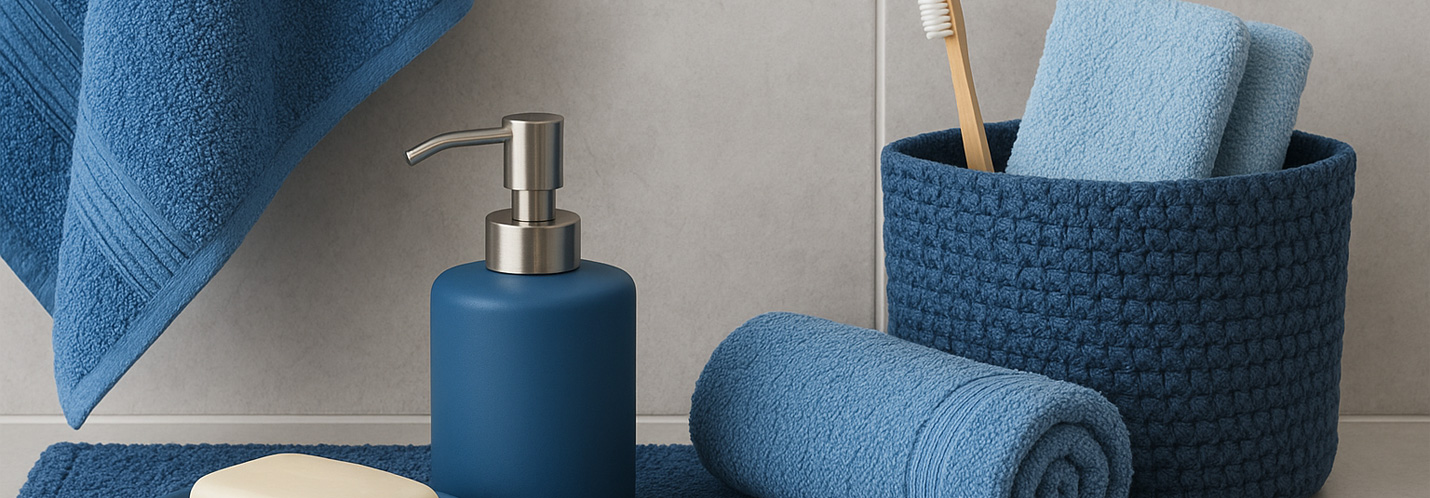 Blaue Badaccessoires und Badtextilien – Erfrischend. Elegant. Entspannend.