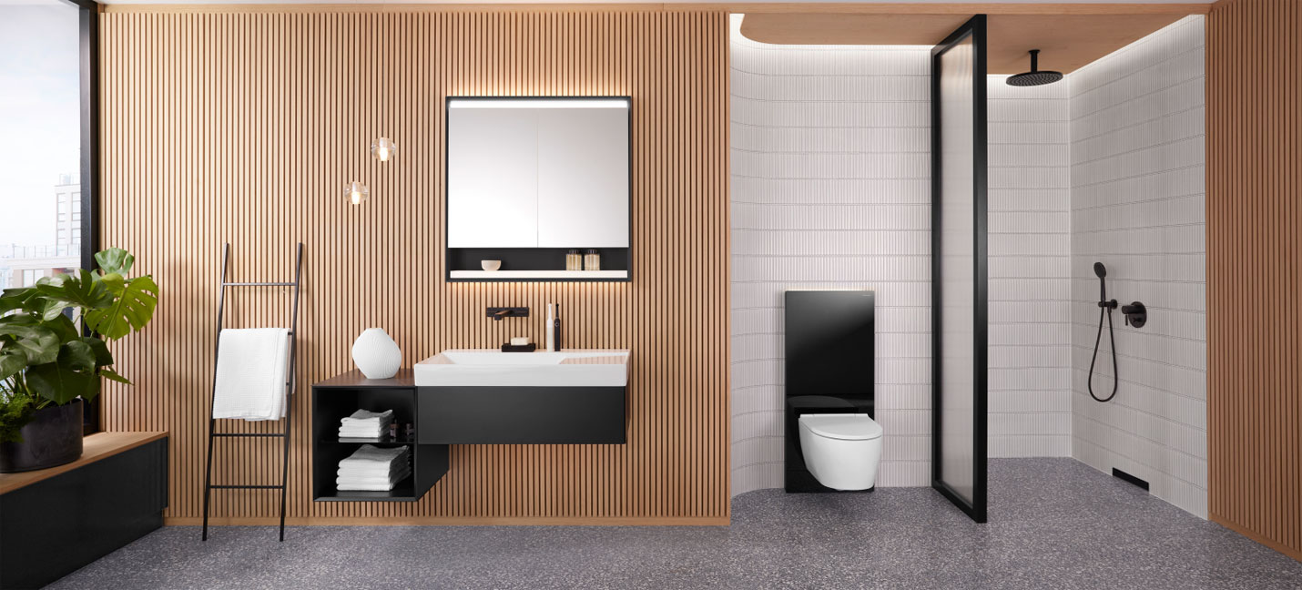 Badezimmer in der Trendfarbe schwarz matt