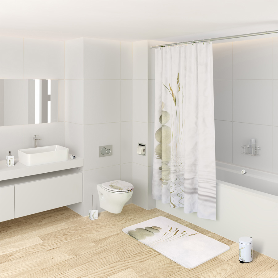 Textil-Duschvorhang Balance von Sanilo &ndash; Beruhigendes Design mit Anti-Schimmel-Effekt - 180 x 200 cm