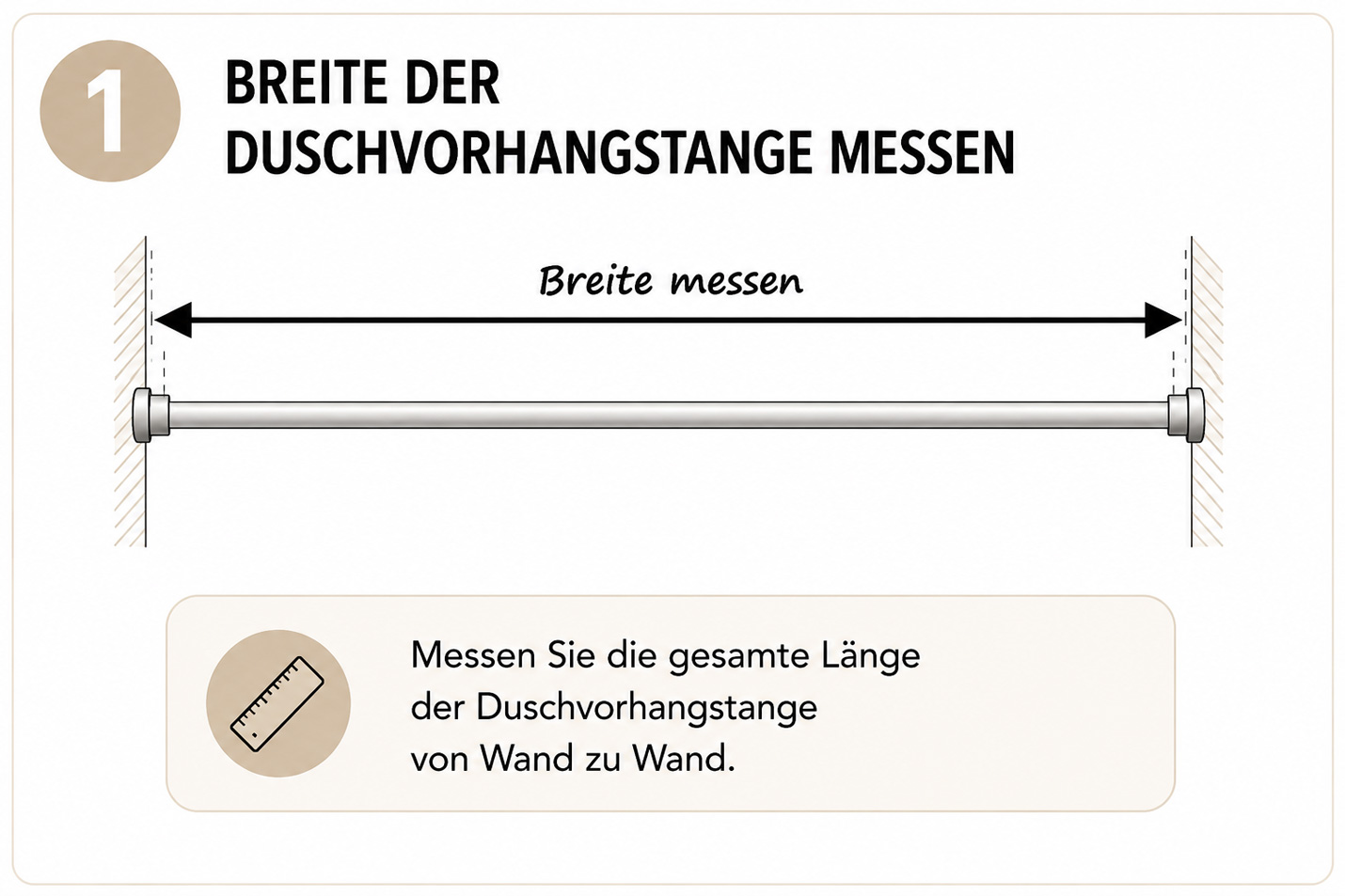 Breite der Duschvorhangstange messen f&uuml;r die passende Duschvorhanggr&ouml;sse