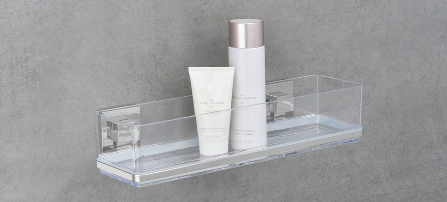 Moderne Duschablage mit Vacuum-Loc System - Befestigung ohne Bohren im Badezimmer