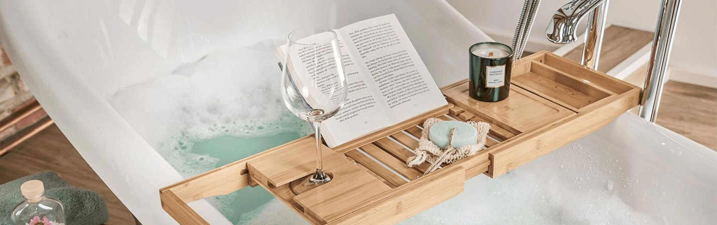 verstellbare Badewannenablage aus Holz verstellbare Badewannenablage aus Holz